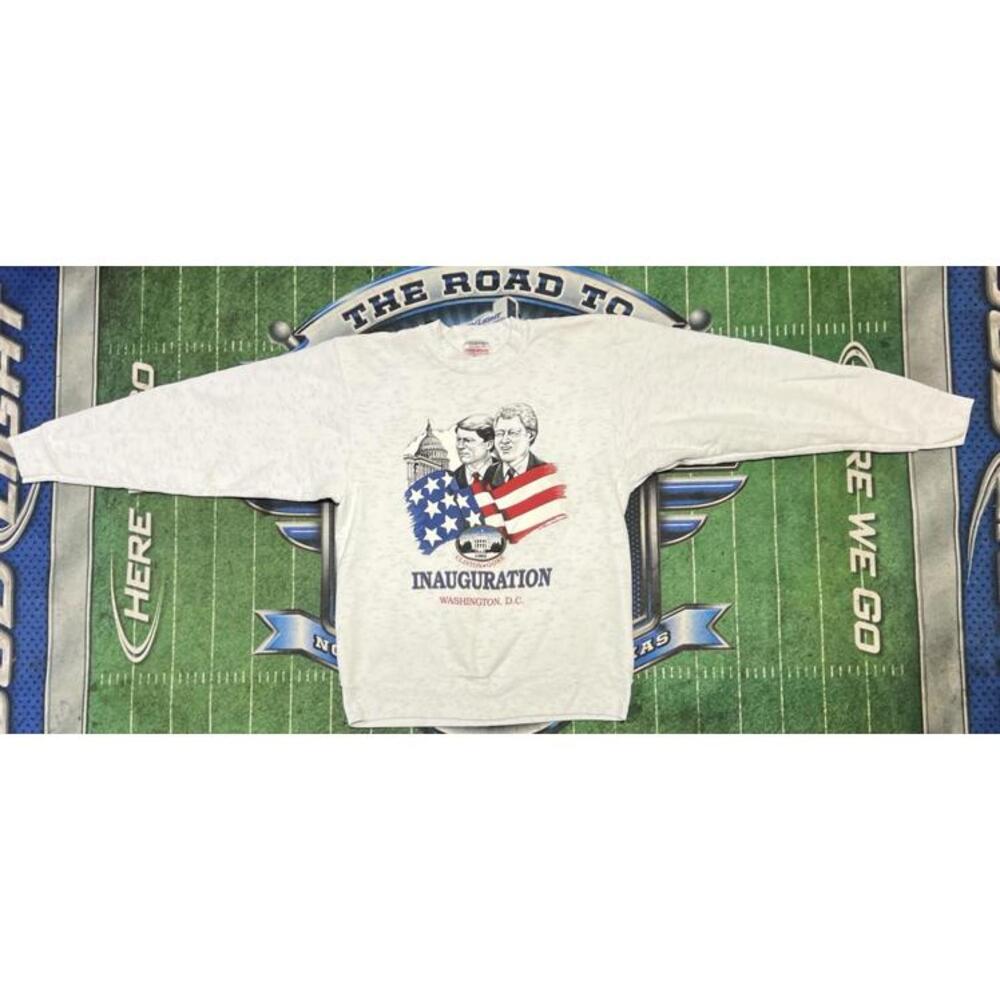 Vintage 90s Clinton Gore Sweatshirt Presidential Inauguration 270 USA oneita L